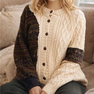 NWT Urban Outfitters Re/Creative Wool Patchwork Cardigan